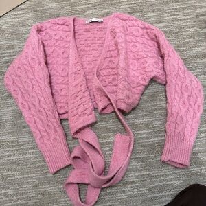 Zara Pink Cable Knit Cardigan
